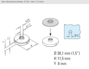 Preview: Zier-Abschlussscheibe maße 38,1mm